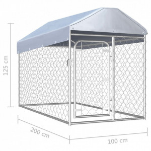 Padoc pentru câini de exterior cu acoperiș, 200 x 100 x 125 cm - Img 5