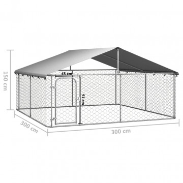 Padoc pentru câini de exterior, cu acoperiș, 300x300x150 cm - Img 5