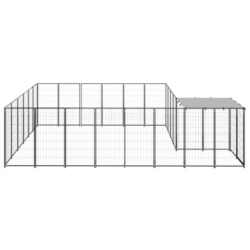 Padoc pentru câini, negru, 12,1 m², oțel - Img 3