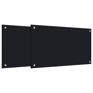 Panou antistropi bucătărie 2 buc. negru 70x40cm sticlă securiz. - Img 2