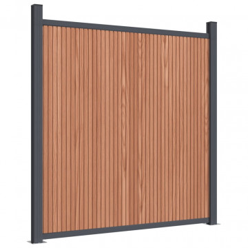 Panouri de gard cu 2 stâlpi, maro, 180x186 cm, WPC - Img 2