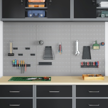 Panouri de perete 3 buc cu 15 accesorii gri 50x80 cm din oțel - Img 1