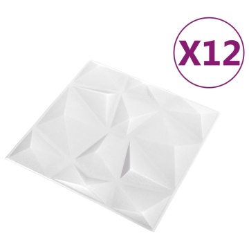 Panouri de perete 3D 12 buc. alb 50x50 cm model diamant 3 m² - Img 3