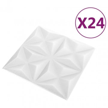 Panouri de perete 3D 24 buc. alb 50x50 cm model origami 6 m² - Img 3