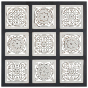 Panouri de perete sculptate manual, negru/alb, 60x60x1,5 cm MDF - Img 3