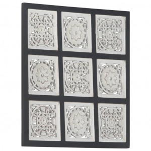 Panouri de perete sculptate manual, negru/alb, 60x60x1,5 cm MDF - Img 7