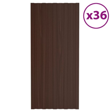 Panouri pentru acoperiș 36 buc. maro 100x45 cm oțel galvanizat - Img 1