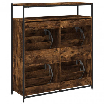 Pantofar cu 4 sertare rabatabile, stejar fumuriu, 100x34x112 cm - Img 7