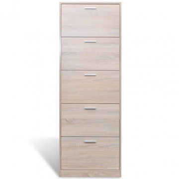 Pantofar cu 5 compartimente din lemn, aspect de stejar - Img 3