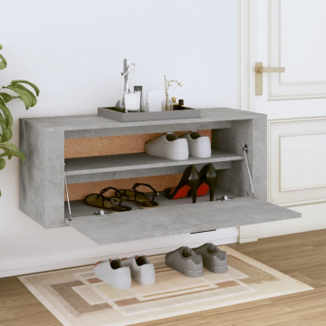 Pantofar de perete, gri beton, 100x35x38 cm, lemn prelucrat - Img 3
