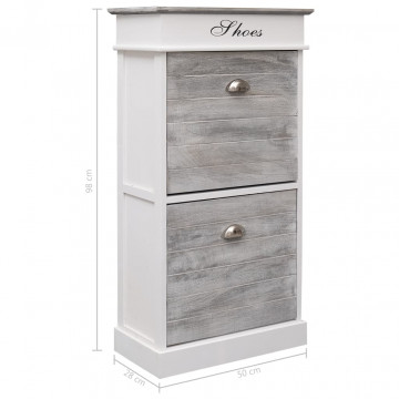 Pantofar, gri, 50x28x98 cm, lemn de paulownia - Img 7