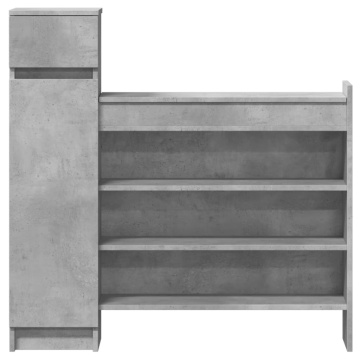 Pantofar, gri beton, 100,5x28x100 cm, lemn prelucrat - Img 5