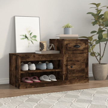 Pantofar, stejar fumuriu, 100x42x60 cm, lemn prelucrat - Img 1