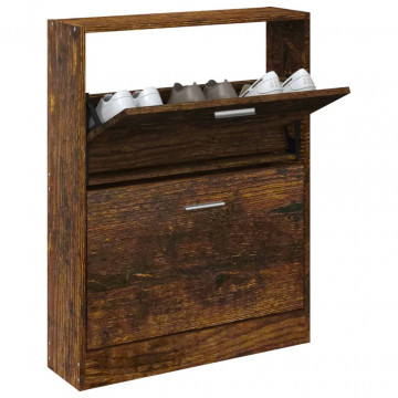 Pantofar, stejar fumuriu, 59x17x81 cm, lemn compozit - Img 3