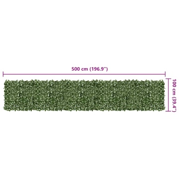 Paravan de balcon, frunze verde închis, 500x100 cm - Img 5