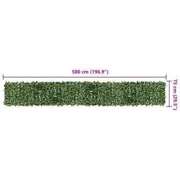Paravan de balcon, frunze verde închis, 500x75 cm - Img 5