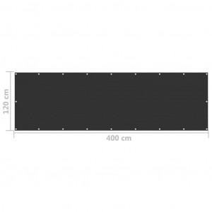 Paravan de balcon, negru, 120x400 cm, HDPE - Img 5