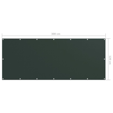 Paravan de balcon, verde închis, 120x300 cm, țesătură oxford - Img 5