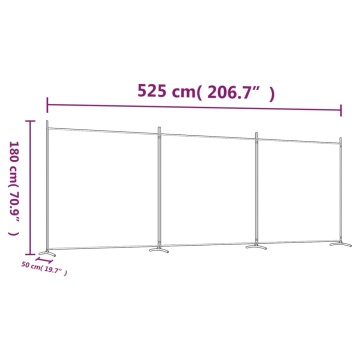 Paravan de cameră cu 3 panouri, alb, 525x180 cm, textil - Img 7