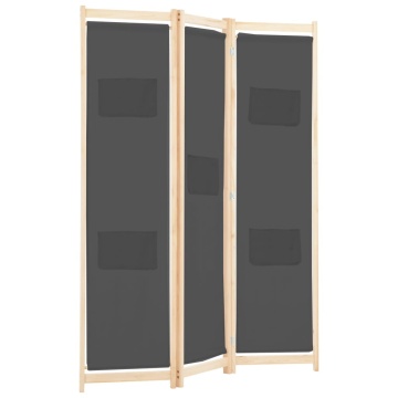Paravan de cameră cu 3 panouri, gri, 120x170x4 cm, textil - Img 3