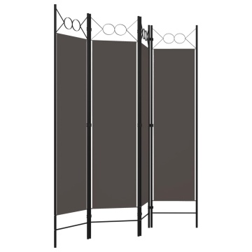 Paravan de cameră cu 4 panouri, antracit, 160x180 cm - Img 3