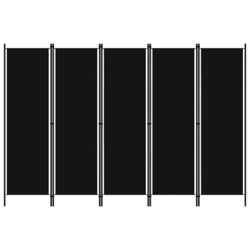 Paravan de cameră cu 5 panouri, negru, 250 x 180 cm - Img 1