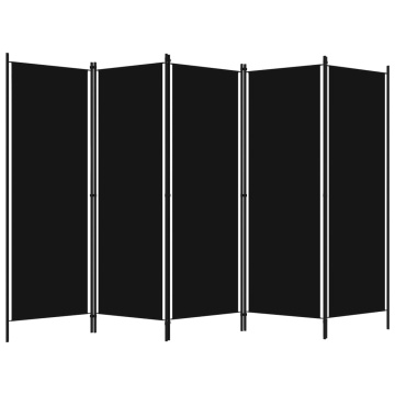 Paravan de cameră cu 5 panouri, negru, 250 x 180 cm - Img 2