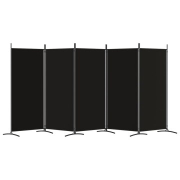 Paravan de cameră cu 5 panouri, negru, 433x180 cm, textil - Img 4