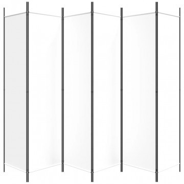 Paravan de cameră cu 6 panouri, alb, 300x200 cm, textil - Img 4