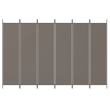 Paravan de cameră cu 6 panouri, antracit, 300x220 cm, textil - Img 3
