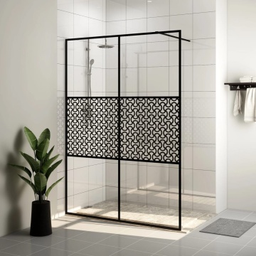 Paravan de duș walk-in negru 140x195 cm sticlă ESG transparentă - Img 1