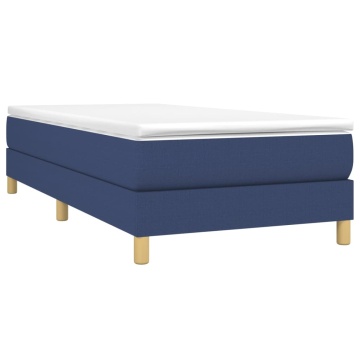 Pat box spring cu saltea, albastru, 90x200 cm, textil - Img 3