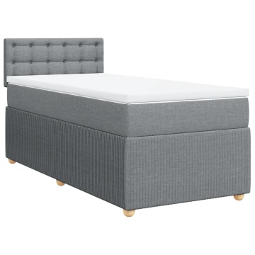 Pat box spring cu saltea, gri deschis, 100x200 cm, textil - Img 3