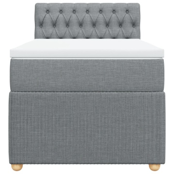 Pat box spring cu saltea, gri deschis, 100x200 cm, textil - Img 4