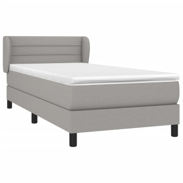 Pat box spring cu saltea, gri deschis, 100x200 cm, textil - Img 3