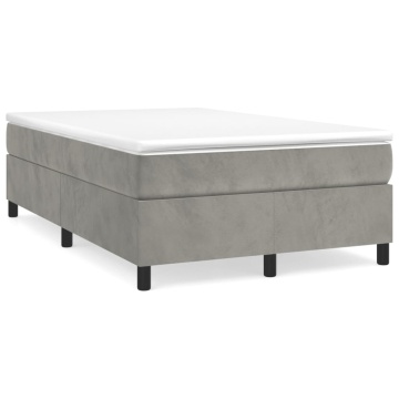 Pat box spring cu saltea, gri deschis, 120x200 cm, catifea - Img 2
