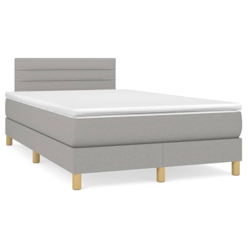Pat box spring cu saltea, gri deschis, 120x200 cm, textil - Img 2