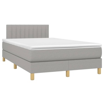 Pat box spring cu saltea, gri deschis, 120x200 cm, textil - Img 3