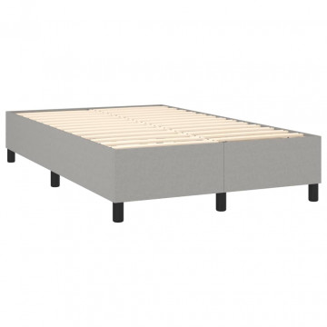 Pat box spring cu saltea, gri deschis, 120x200 cm, textil - Img 4