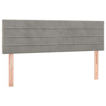 Pat box spring cu saltea, gri deschis, 140x190 cm, catifea - Img 5