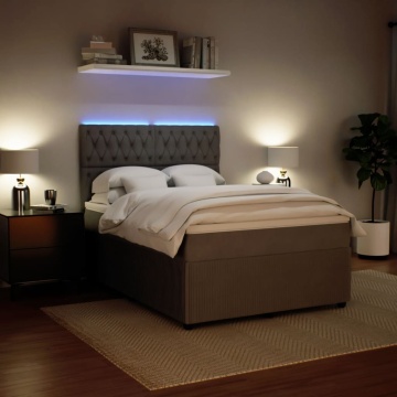 Pat box spring cu saltea, gri deschis, 140x200 cm, catifea - Img 4
