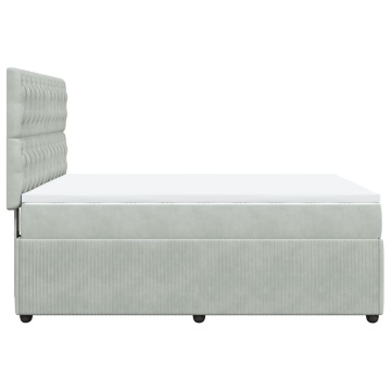 Pat box spring cu saltea, gri deschis, 140x200 cm, catifea - Img 8