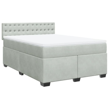 Pat box spring cu saltea, gri deschis, 160x200 cm, catifea - Img 3
