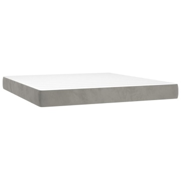 Pat box spring cu saltea, gri deschis, 180x200 cm, catifea - Img 7
