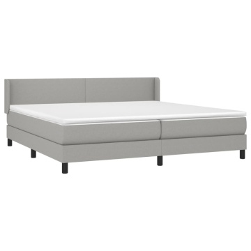 Pat box spring cu saltea, gri deschis, 200x200 cm, textil - Img 3