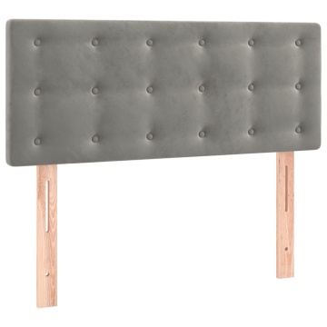 Pat box spring cu saltea, gri deschis, 90x190 cm, catifea - Img 5