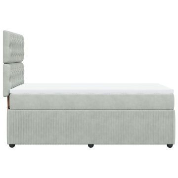 Pat box spring cu saltea, gri deschis, 90x190 cm, catifea - Img 8