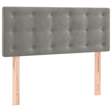 Pat box spring cu saltea, gri deschis, 90x190 cm, catifea - Img 5