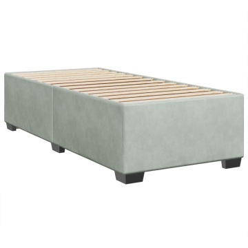 Pat box spring cu saltea, gri deschis, 90x200 cm, catifea - Img 8