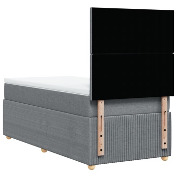Pat box spring cu saltea, gri deschis, 90x200 cm, textil - Img 7